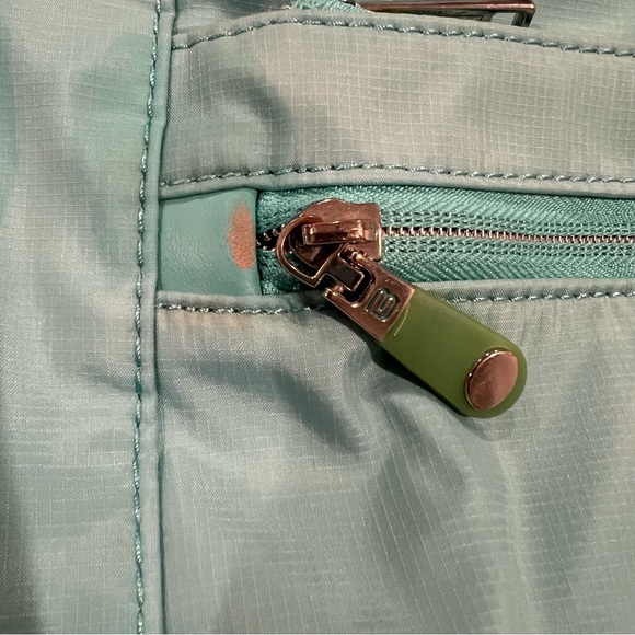 Beside-U RFID Blocking Teal Green Medium Crossbody Bag Hand Sewn Nylon EUC - Picture 7 of 13